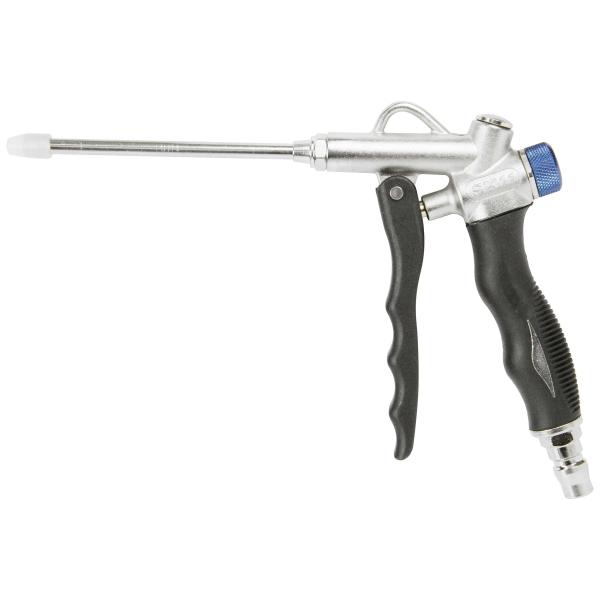 【商品概要】ノズル:ロングノズル空気使用量:70〜470L/min、最高使用圧力:0.7MPaエアー取り入れ口ねじ:M12×1.0、ノズル取付ねじ:G1/8(PF1/8めねじ)適用流体:空気、仕様:ダイヤル式無段階流量調整本体:アルミダイキ...