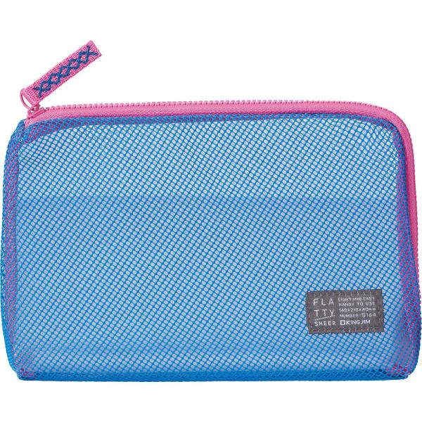 【商品概要】ポップなカラーとシアー感が特徴の軽やかなメッシュポーチ【外形寸法】約140(H)×210(W)×40(D)mm【質量】 約64g【カラー】青【主な材質】PVC【商品説明】【商品詳細】ブランド：キングジム(Kingjim)商品種別...