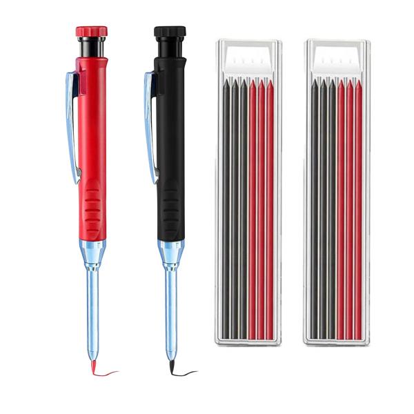 【商品概要】赤と黒の2本と、2色替え芯6本(黒3本、赤3本)が2箱入ったシャープペンシルセットです。建設現場や大規模なプロジェクトでのトナー作業用に設計されており、金属製のフックが装備されており、非常に耐久性があり、ポケットやツールバッグに...