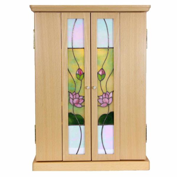 ロータス 上置き18号 ステンドグラス 仏壇 白けやき コンパクト
