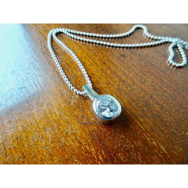 仁尾彫金『オーバルカットジルコニア10x12mm、ペンダント』ハンドメイド577b