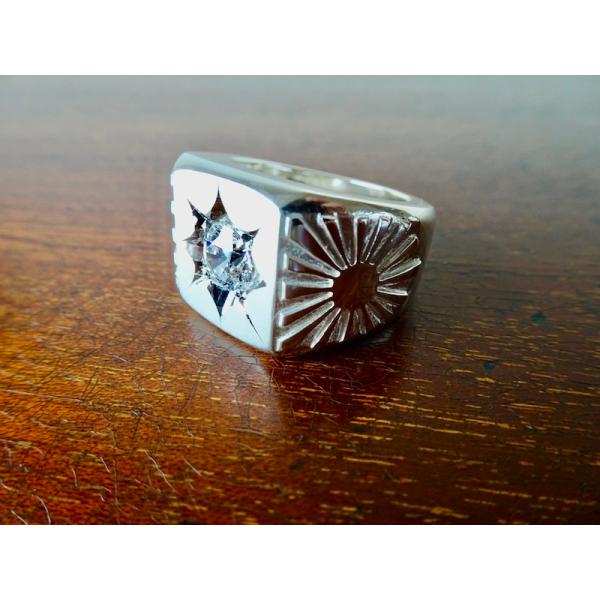 仁尾彫金『一つ星ジルコニア太陽の印台リング』ハンドメイド194