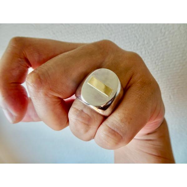 仁尾彫金『k18ステッカー、楕円の印台リング』ハンドメイド313