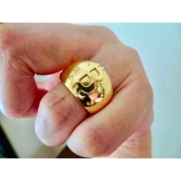 仁尾彫金『k18ゴールド、ビットコイン甲丸リング』ハンドメイド391 