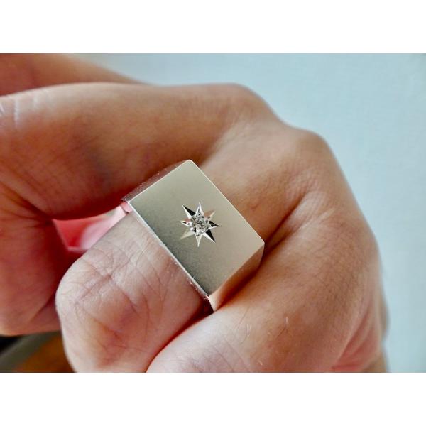 仁尾彫金『一つ星ダイヤ印台リング』ハンドメイド98 : 仁尾彫金 - 通販