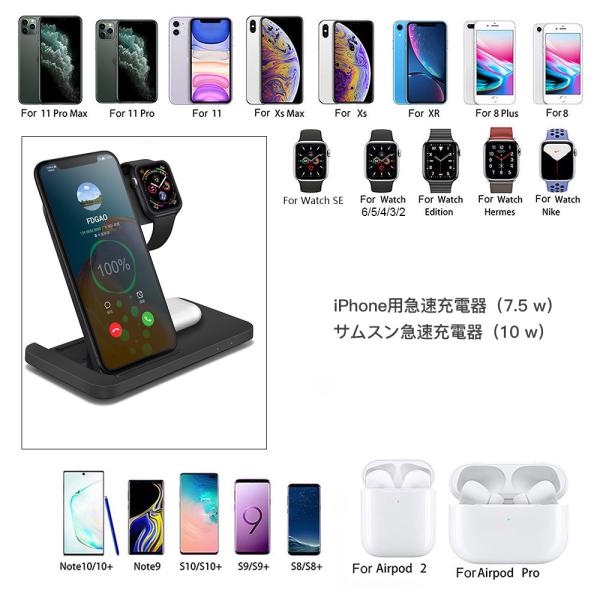 送料無料ワイヤレス充電器多機能ワイヤレス充電器qi急速充電器3in1充電スタンドqiスタンド10w 7 5w 5w For Iphone Apple Watch Airpods Galaxy Phone Buds Buds 対応多機能 代購幫