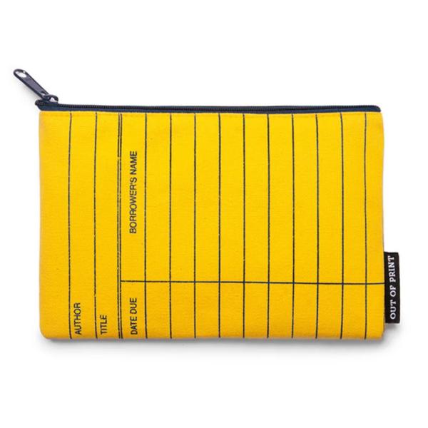 POUCH_LIBRARY CARD(YELLOW)　ポーチ　図書館カードモチーフ