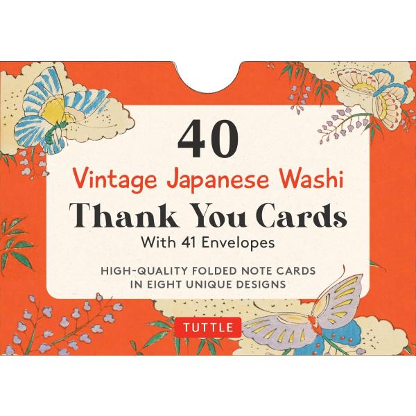 40 Thank You Cards Vintage Japanese Washi Design【予約注文商品】【注文後約１ヵ月程度で発送】グリーティングカード　和柄【言語：英語】