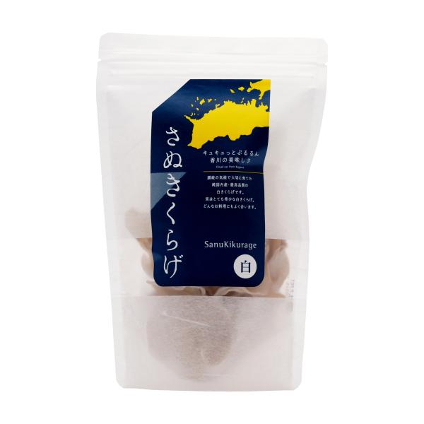 原材料名:きくらげ（菌床・香川県）内容量:23g◆商品紹介◆キュキュっとぷるるん香川の美味しさ。実はとても希少な白いきくらげ。どんなお料理にもよく合います。亜鉛やマグネシウムも豊富。特に希少な白いきくらげ「さぬきくらげ白」は高い保水力があり...