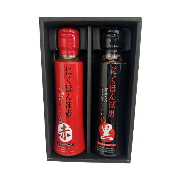 たれ [エムツー] にくほんぽ 2本入 ギフト箱 黒240g×1本 、赤240g×1本 /焼肉のタレ 醤油たれ