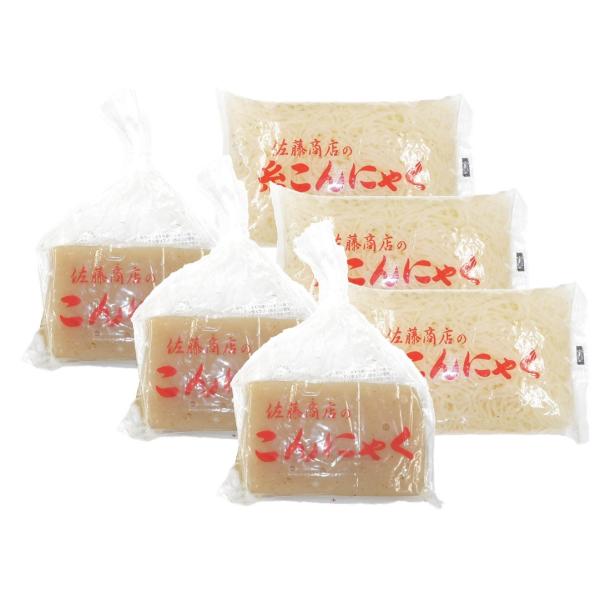 原材料:こんにゃく芋(国産)、こんにゃく粉(国産)、こんにゃく芋加工品(国産)、水酸化カルシウム(国産)産地:日本内容量:佐藤商店のこんにゃく300g×3+佐藤商店の糸こんにゃく250g×3温度帯:常温アレルギー表示:なしメーカー名:有限会...