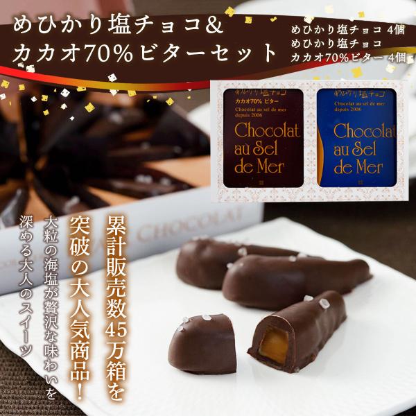 チョコレート [いわきチョコレート] めひかりシリーズ小箱2個入り めひかり塩チョコ(カカオ70%ビター) 4個入 めひかり塩チョコ 4個入 /チョコ 洋菓子 めひかり