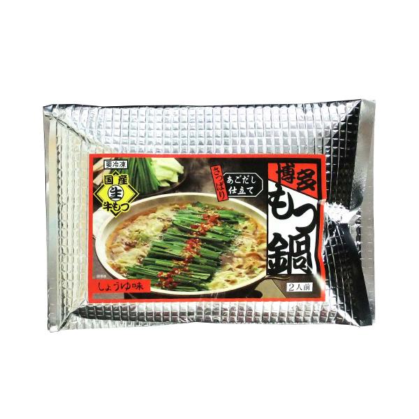 原材料: 牛もつ：牛小腸 (国産)、 牛ハツ、 牛ハチノス、牛センマイ 　 スープ：アミノ酸液 (国内製造)、 砂糖、しょうゆ、食塩、 あごエキス、 こんぶエキ ス、かつお節調味液、チキンエキス、にんにく / 調味料(アミノ酸等)、酒精、カ...