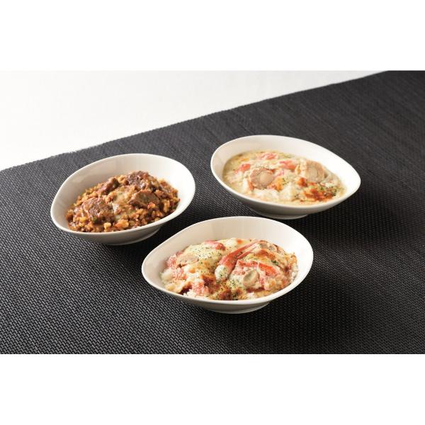 「おもてなしのお惣菜　洋食セット」　「境港産紅ズワイガニ」「北海道産帆立」などご馳走メニュー詰合わせ。電子レンジで温めるだけでおいしくお召し上がりいただけます。　G0002_25_07