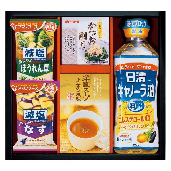 「日清キャノーラ油＆アマノフーズ バラエティセット CA-25」　おみそ汁や味のりなど、毎日の食卓を彩るバラエティ豊かな詰合せです。　G0004_26_01
