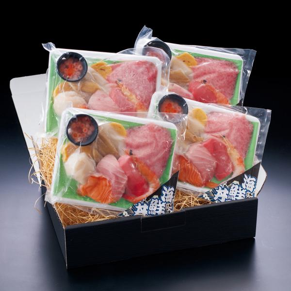 「三代目網元 まる浜 海鮮丼の具」は、10種類の魚介等が入った、海鮮丼の具のセットです。大とろ、まぐろ赤身、サーモン、いくら、いか、帆立、有頭海老、穴子、ねぎとろ、厚焼きたまごが入っております。1パック1食分の個包装になっているため、食べた...