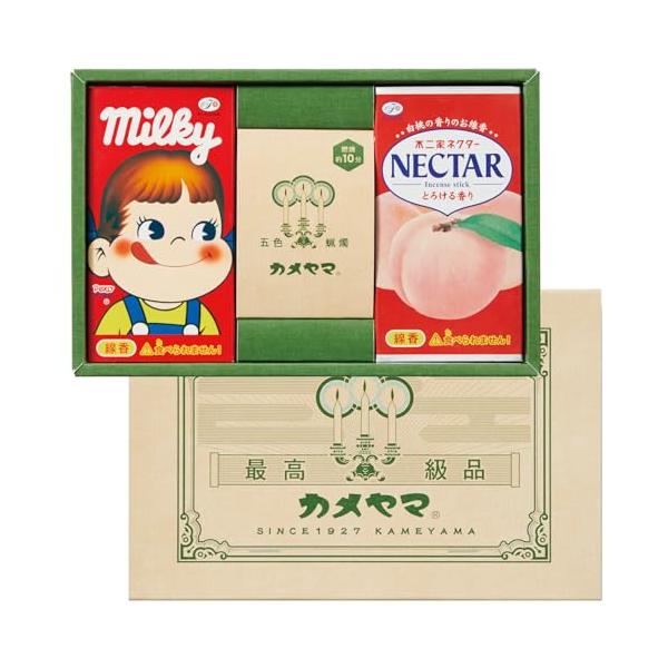 カメヤマ レトロギフトA コラボ線香 不二家ミルキー&ネクター+10分蝋燭 お香