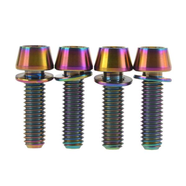 Dingtai チタン合金の自転車ブレーキブレーキテーパーキャップボルトM6x18 /20mm 4本入 (M6x20mm, 虹色)