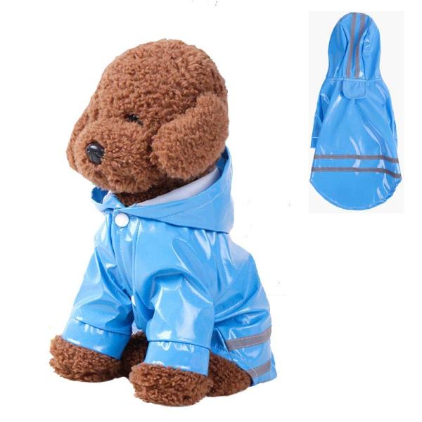 Msy yien ドッグウェア レインコート 小型犬 通気 軽量 散歩 防水 着せやすい 小型犬ペット用品 雨具 防水 軽量 反射テ ープ付き (ブル
