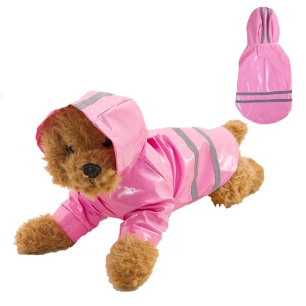 Msy yien ドッグウェア レインコート 小型犬 通気 軽量 散歩 防水 着せやすい 小型犬ペット用品 雨具 防水 軽量 反射テ ープ付き (ピン