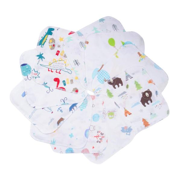 [MOMSMENU] ガーゼハンカチ ガーゼタオル 4層 ベビービブ 綿100％ 可愛い 20x20cm 10枚