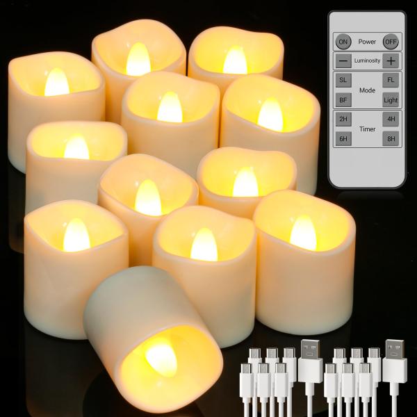 ledキャンドルライト 充電式 無炎充電式LEDキャンドルライト PChero USB充電式 夜灯 氛?灯 雰囲気が良い タイマー機能 ピラーキャンド
