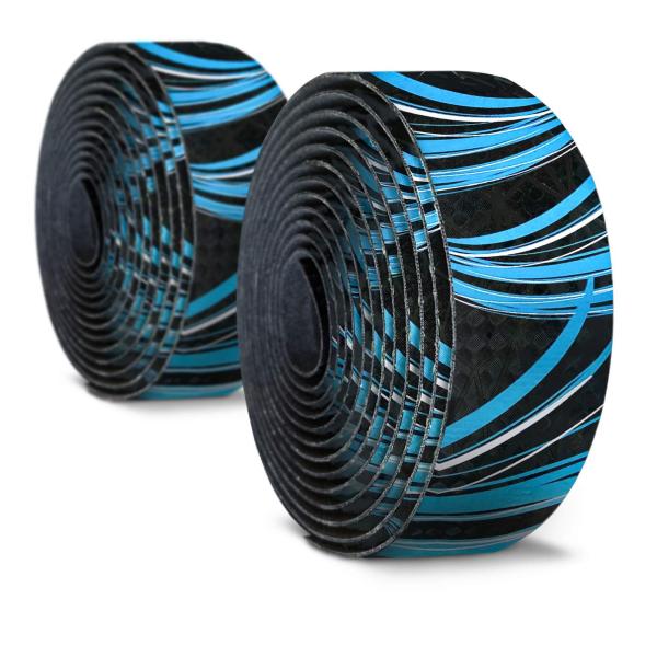 Alien Pros 自転車用炭素繊維ハンドルバーテープ（2個セット）青い波-この自転車用ハンドルバーテープでグリップを強化-バイクに巻いて、快適に乗