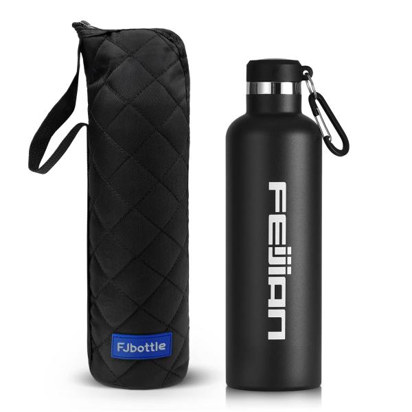 FEIJIAN 水筒 750ml 真空断熱 保温 保冷 スポーツボトル 直飲み ステンレスボトル 0.75リットル スポーツ飲料対応 広口 水筒カバー