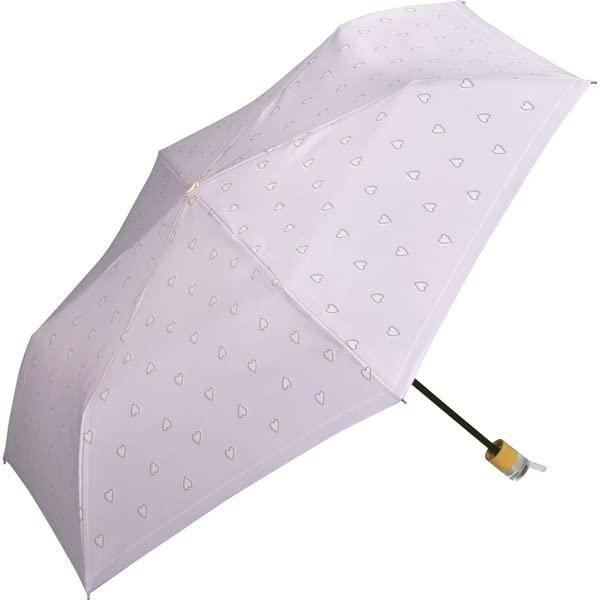 Wpc. 自動開閉 雨傘 折りたたみ傘 チャーミーハート ミニ ピンク レディース 50cm 晴雨兼用 ハート柄 パステルカラー クリアハンドル フェ