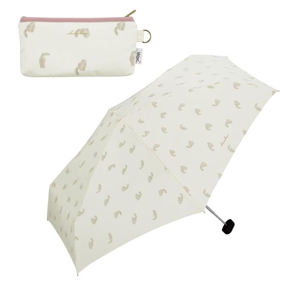 Wpc. 雨傘 折りたたみ傘 キャッツ ミニ オフ レディース 50cm 晴雨兼用 猫 コンパクト 持ち運びに便利 収納袋 ポーチタイプ 大人可愛い