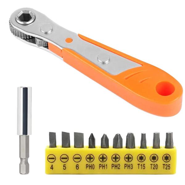 Kigauru 極薄ラチェットドライバー 直角ドライバー ラチェット ホルダー 六角軸 6.35mm ドライバー ソケット レンチ ミニ36歯 90度