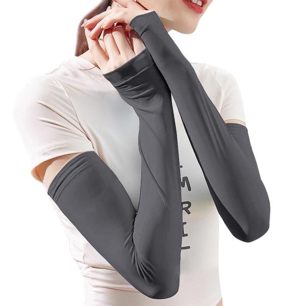 [Pawinpaw] 【冷えっ冷え】アームカバー 接触冷感 ひんやり 腕カバー 両腕 指掛けタイプ UPF50+ UVカット 日焼け止め 吸汗速乾 紫