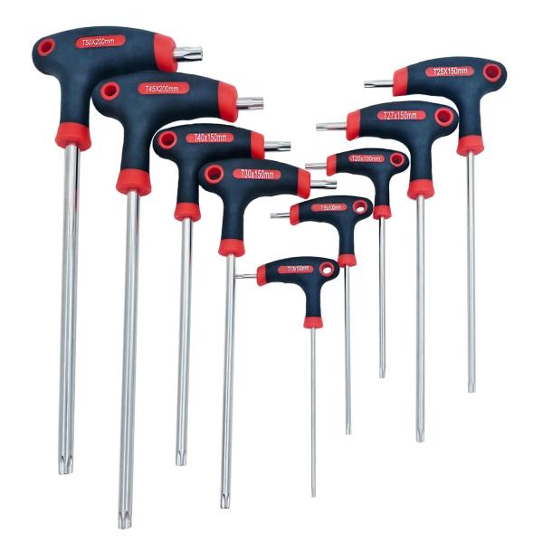 KIMLONTON T型ハンドルロングトルクスレンチ 星型ドライバーセット T10 T15 T20 T25 T27 T30 T40 T45 T50 9