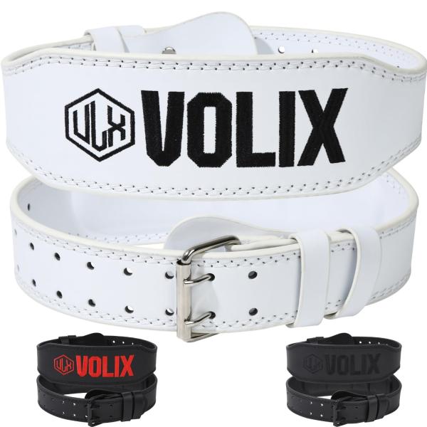 VOLIX トレーニングベルト【マイクロファイバーレザーで生地がやわらかく体にフィット】リフティングベルト パワーベルト 筋トレ (ホワイト, M)