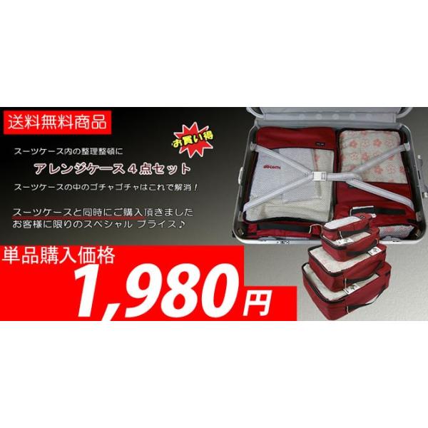 アレンジケース４点セット 送料無料 スーツケース内をすっきり整理整頓する優れもの 旅行用便利グッズ　代引き、到着日の指定は出来ません