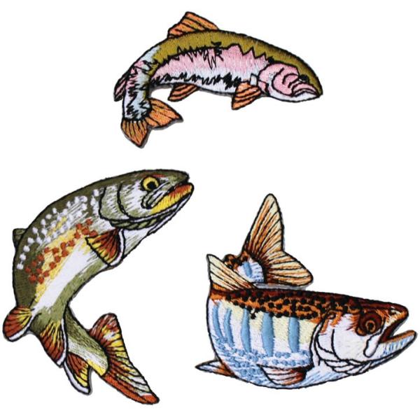 [商品情報]・リアルフィッシュ 刺繍 アイロンワッペン・細かい刺繍で作られているため、とてもリアルで躍動感があります。無地の衣類やバッグへのワンポイントにオススメ！・フライベストやバッグ、帽子やTシャツなどになど貼るだけで簡単にオリジナルデ...