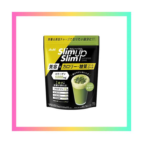 他サイト： スリムアップスリム 酵素+スーパーフードシェイク 抹茶ラテ 315g アサヒグループ食品 コラーゲン プロテイン ビタミン ミネラル 食物繊維の商品画像