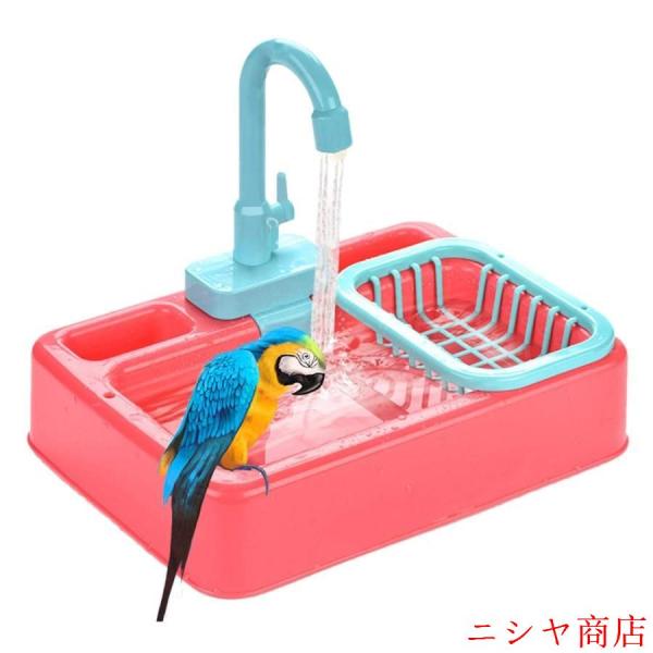 ?耐久性のある素材：無毒で無臭、軽くて強いバードフィーダーには、たくさんの小さなおもちゃのアクセサリーが含まれています。?自動浴槽：蛇口の設計には、2 *単三電池（別売）の取り付けが必要です。蛇口スイッチをオンにすると、鳥が水浴びできるよう...