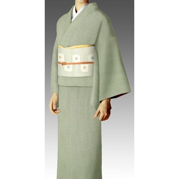お仕立て付き東レシルック《駒絽鮫小紋》錆青磁色(お取り寄せ品