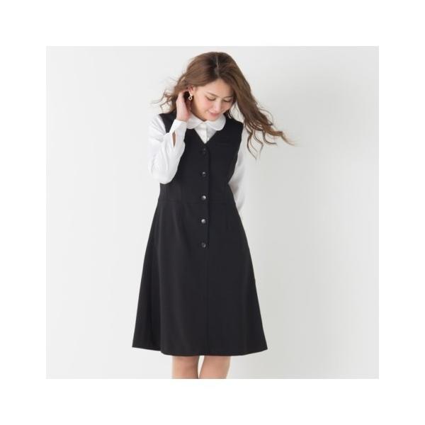 事務服 スーツ レディース ベスト ワンピース 洗える ジャージー セット オフィス 仕事 大きいサイズ 26号 30号 34号 38号 黒 ニッセン ニッセン Paypayモール店 通販 Paypayモール