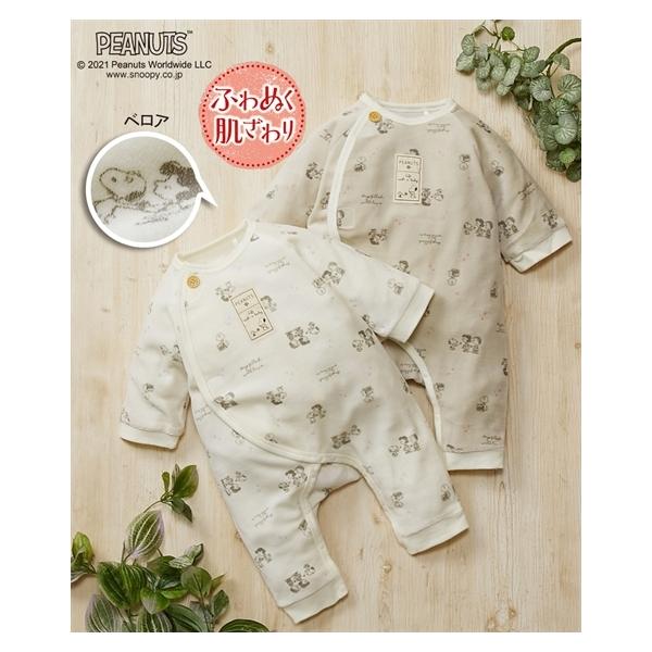 カバーオール ベビー スヌーピー あったか ベロア 総柄 ミニ ベビー服 子供服 男の子 女の子 秋 冬 身長50 60 60 70cm ニッセン Nissen ニッセン Paypayモール店 通販 Paypayモール