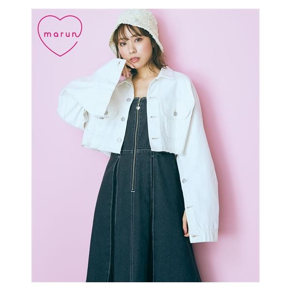ジャケット アウター 大きいサイズ レディース クロップド丈 デニム marun オフホワイト/ライトブルー L〜LL/3L〜4L ニッセン nissen nissenzai_zzy4324a1299
