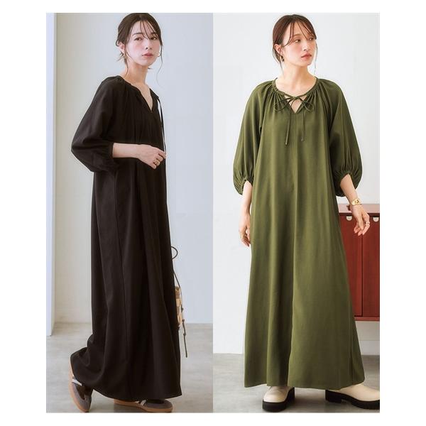 ニッセン ワンピース ロング マキシ レディース リネン ライクラグラン