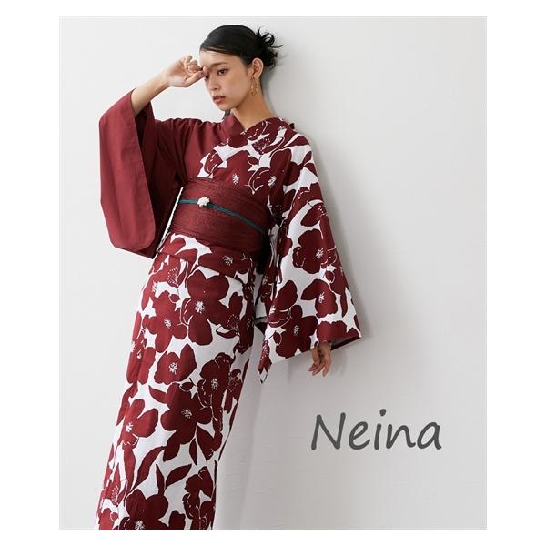 【浴衣】アシメデザインゆかたセット（ゆかた＋へこ帯） Neina ニッセン（nissen） 浴衣 レディース アシメ デザイン ゆかたセット