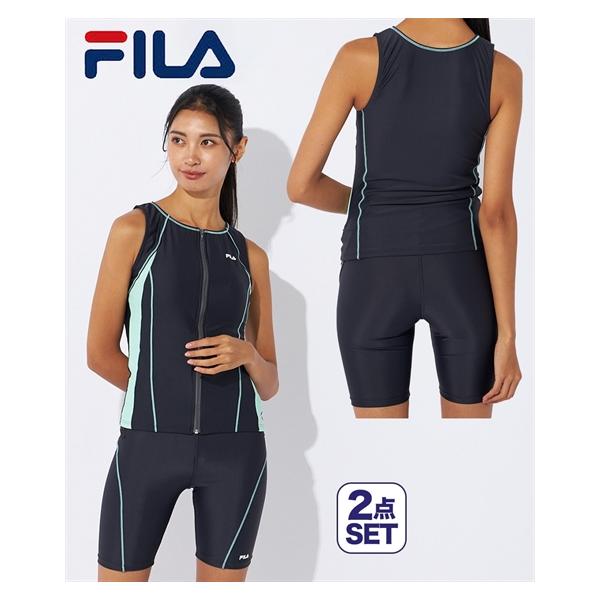 フィットネス水着FILA FILA 水着 フィットネス 競泳 レディース 配色フルジップ