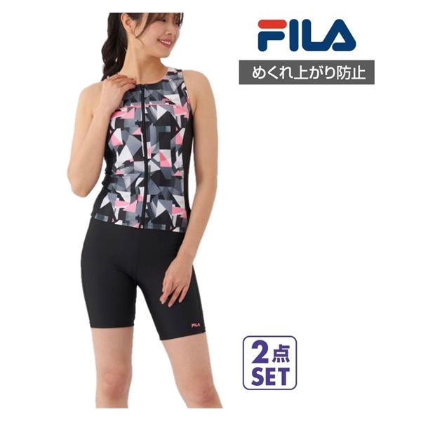FILA 水着 フィットネス 競泳 レディース カラー ブロック 柄ZIP FILA 水着 フィットネス 競泳 レディース カラー ブロック 柄ZIP