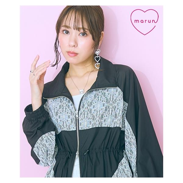 ジャケット アウター 大きいサイズ レディース レース ドッキングナイロン marun L/LL/3L/4L/5L ニッセン nissen ニッセン（nissen） ジャケット アウター 大きいサイズ レディース