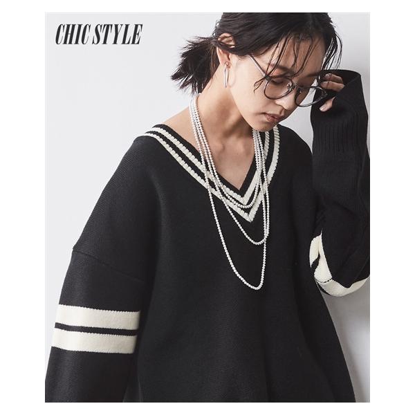 ニット セーター 大きいサイズ レディース 袖ライン Vネック プルオーバー シックス タイル 対応 冬 6L/8L/10L ニッセン nissen ニッセン（nissen） ニット セーター 大きいサイズ レディース 袖