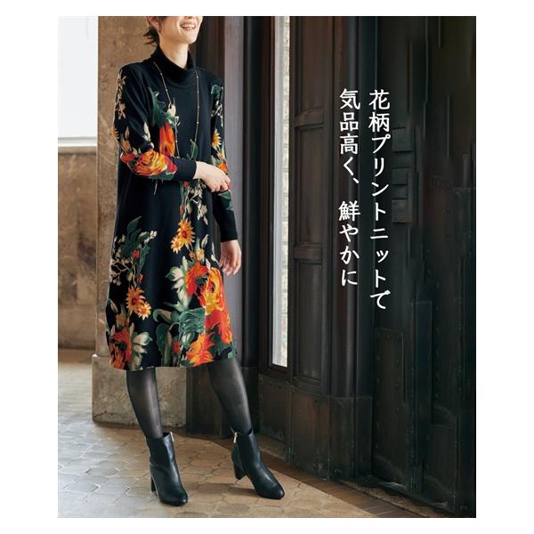 ニッセン（nissen） ワンピース ひざ丈 シニア ファッション 花柄