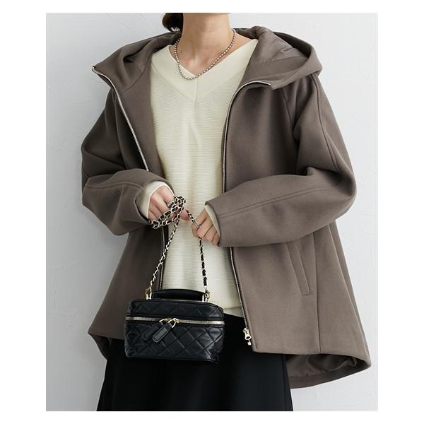 ニッセン（nissen） レディース フェイクウールフーデッド ショート 丈